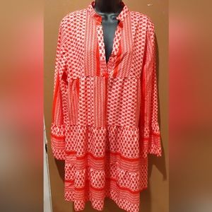 B2 Brand New Red and Pink Long Sleeve Dress Size XL Extra Large
